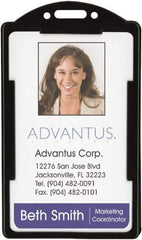 ADVANTUS - Clip-On Badge Holder - Black - Industrial Tool & Supply