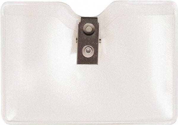 ADVANTUS - Clip-On Badge Holder - Clear - Industrial Tool & Supply