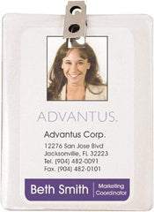 ADVANTUS - Clip-On Badge Holder - Clear - Industrial Tool & Supply