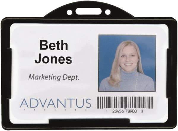 ADVANTUS - Clip-On Badge Holder - Black - Industrial Tool & Supply