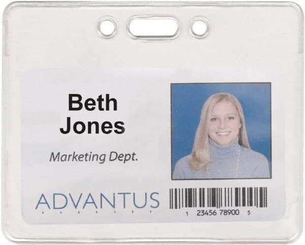 ADVANTUS - Clip-On Badge Holder - Clear - Industrial Tool & Supply
