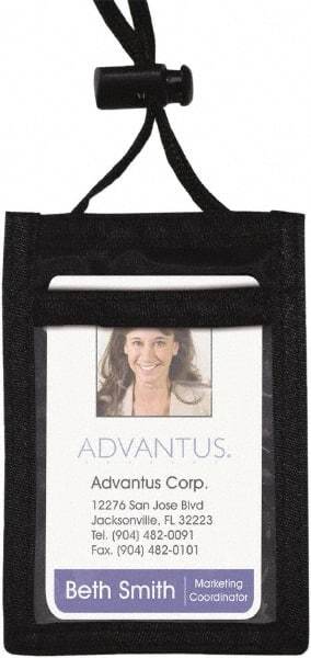 ADVANTUS - Cord Mounted Badge Holder - Black - Industrial Tool & Supply