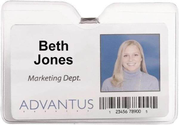 ADVANTUS - Clip-On Badge Holder - Clear - Industrial Tool & Supply