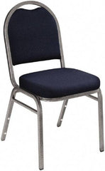 NPS - Fabric Blue Stacking Chair - Silver Frame, 18" Wide x 20" Deep x 34" High - Industrial Tool & Supply