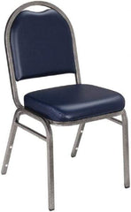 NPS - Vinyl Blue Stacking Chair - Silver Frame, 18" Wide x 20" Deep x 34" High - Industrial Tool & Supply
