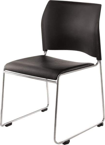 NPS - Vinyl Black Stacking Chair - Chrome Frame, 20" Wide x 19-1/4" Deep x 30" High - Industrial Tool & Supply