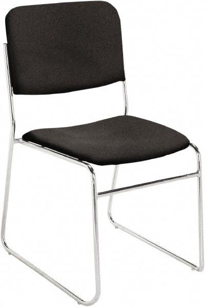 NPS - Fabric Black Stacking Chair - Chrome Frame, 19" Wide x 21" Deep x 33" High - Industrial Tool & Supply