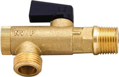 PRO-SOURCE - 3/8 x 1/2" Pipe, NPT Port, Brass Filter Ball Valve - Inline - One Way Flow, NPT Ends, Wedge Handle, 725 WOG - Industrial Tool & Supply