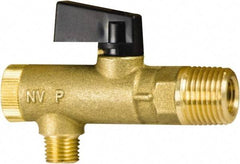 PRO-SOURCE - 1/2" Pipe, NPT Port, Brass Filter Ball Valve - Inline - One Way Flow, MNPT x FNPT Ends, Wedge Handle, 725 WOG - Industrial Tool & Supply