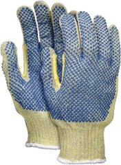 MCR Safety - Size XL (10), ANSI Cut Lvl 5, PVC Coated Kevlar/Spectra/Stainless Steel Cut Resistant Gloves - Fully Coated Coated, Continuous Knit Cuff, Yellow/Blue, Paired - Industrial Tool & Supply