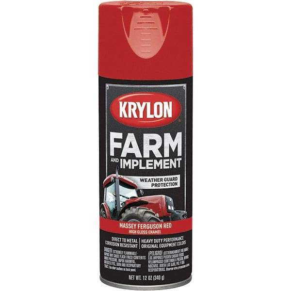 Krylon - Red (Massey Ferguson), 12 oz Net Fill, Gloss, Farm & Equipment Spray Paint - 12 oz Container, Use on Equipment - Industrial Tool & Supply