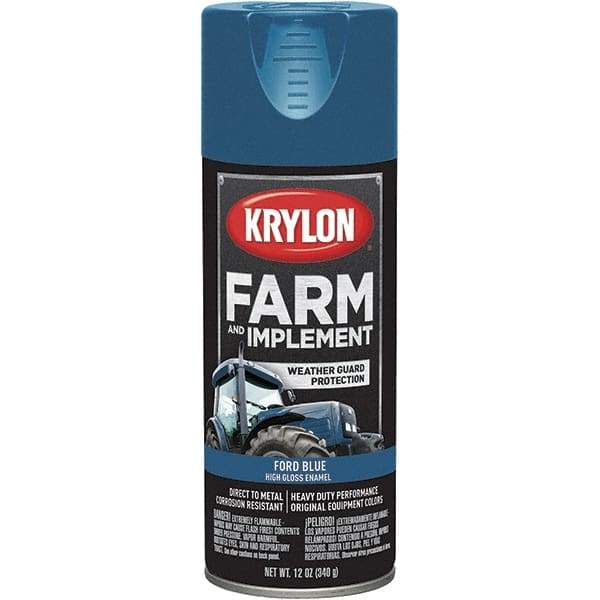 Krylon - Blue (Ford), 12 oz Net Fill, Gloss, Farm & Equipment Spray Paint - 12 oz Container, Use on Equipment - Industrial Tool & Supply