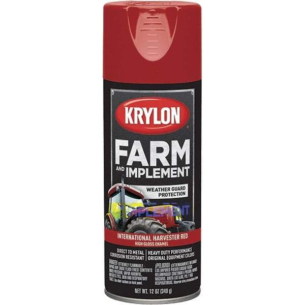 Krylon - Red (International Harvester), 12 oz Net Fill, Gloss, Farm & Equipment Spray Paint - 12 oz Container, Use on Equipment - Industrial Tool & Supply