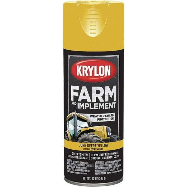 Krylon - Yellow (John Deere), 12 oz Net Fill, Gloss, Farm & Equipment Spray Paint - 12 oz Container, Use on Equipment - Industrial Tool & Supply