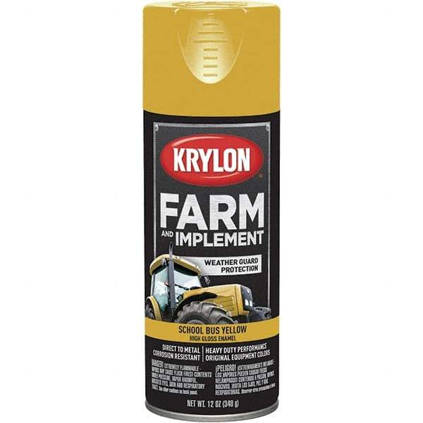 Krylon - School Bus Yellow, 12 oz Net Fill, Gloss, Farm & Equipment Spray Paint - 12 oz Container, Use on Equipment - Industrial Tool & Supply