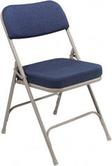 NPS - 18" Wide x 20-3/4" Deep x 32" High, Steel & Fabric Folding Chair with Fabric Padded Seat - Blue - Industrial Tool & Supply
