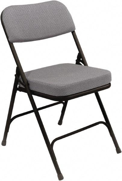 NPS - 18" Wide x 20-3/4" Deep x 32" High, Steel & Fabric Folding Chair with Fabric Padded Seat - Grey - Industrial Tool & Supply