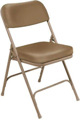 NPS - 18" Wide x 20-3/4" Deep x 32" High, Steel & Vinyl Folding Chair with Vinyl Padded Seat - Beige - Industrial Tool & Supply
