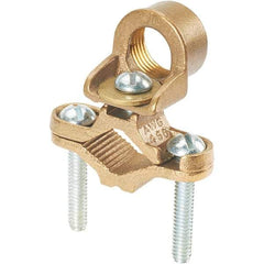 Panduit - 8 to 4 AWG Compatible Grounding Clamp - Bronze, 4-1/4" OAL - Industrial Tool & Supply
