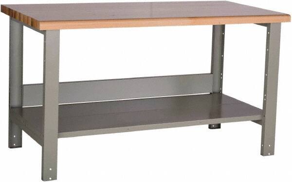 Rousseau Metal - 60 Wide x 30" Deep x 34" High, Laminated Hardwood Workbench - Fixed Legs - Industrial Tool & Supply