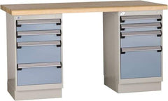 Rousseau Metal - 60 Wide x 30" Deep x 34" High, Laminated Hardwood Workbench - Fixed Legs - Industrial Tool & Supply
