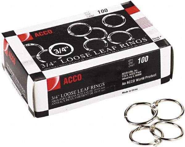 ACCO - 3/4", Book Rings - Steel, Silver - Industrial Tool & Supply