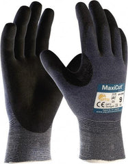 ATG - Size M (8), ANSI Cut Lvl A3, Puncture Lvl 2, Abrasion Lvl 4, Micro-Foam Nitrile Coated Nylon/Spandex Cut & Puncture Resistant Gloves - Palm Coated, Knit Wrist, Blue/Black, Paired - Industrial Tool & Supply