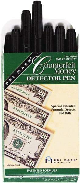 Dri-Mark - Black Counterfeit Detector Marker - Felt Tip, Chemically Sensitive Ink - Industrial Tool & Supply