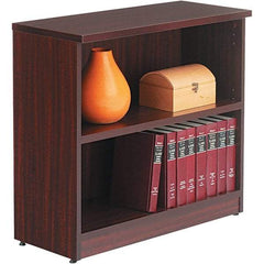 ALERA - 2 Shelf, 29-1/2" High x 31-3/4" Wide Bookcase - 14" Deep, Woodgrain Laminate, Mahogany - Industrial Tool & Supply