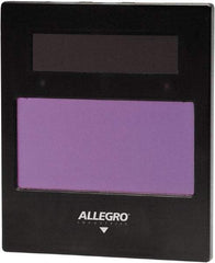 Allegro - 1.9" Wide x 3.8" High, Lens Shade 5 to 14, Plastic Auto-Darkening Lens - 0.4167" Thick, Green, Vertical Mount - Industrial Tool & Supply