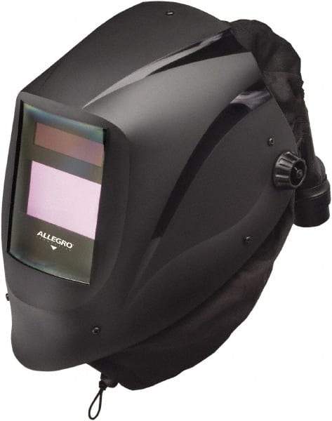 Allegro - Size Adjustable, PAPR Compatible Welding Helmet with Flip-Up Welding Lens over Face Shield - Dupont Super Tough Flame Retardant Nylon, Black, Compatible with EZ Air PAPR - Industrial Tool & Supply