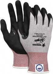 MCR Safety - Size L (9), ANSI Cut Lvl 3, Nitrile Coated Dyneema Diamond HPPE liner Cut Resistant Gloves - 10.039" Long, Palm & Fingertips Coated, Elastic Cuff, Gray/Black, Paired - Industrial Tool & Supply