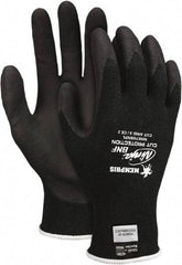MCR Safety - Size S (7), ANSI Cut Lvl 3, Nitrile Coated Kevlar Cut Resistant Gloves - 8.859" Long, Palm & Fingertips Coated, Elastic Cuff, Black, Paired - Industrial Tool & Supply