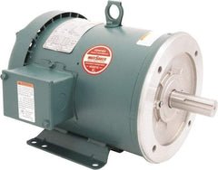 Leeson - 3 Max hp, 1,800 Max RPM, Premium Efficient Electric AC DC Motor - 230/460 V Input, Three Phase, 182TC Frame, C-Face with Base Mount, TEFC Enclosure - Industrial Tool & Supply