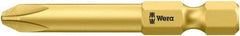 Wera - #2, Hex Drive Phillips Power Screwdriver Bit - 1/4" Drive, 2" OAL - Industrial Tool & Supply