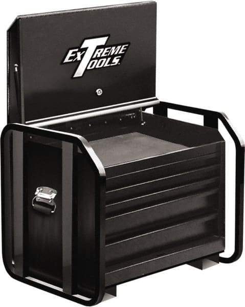 EXTREME TOOLS - 36" Wide x 25-1/4" Deep x 28-1/4" High Job Site Road Box - 1 Door, Steel, Black - Industrial Tool & Supply