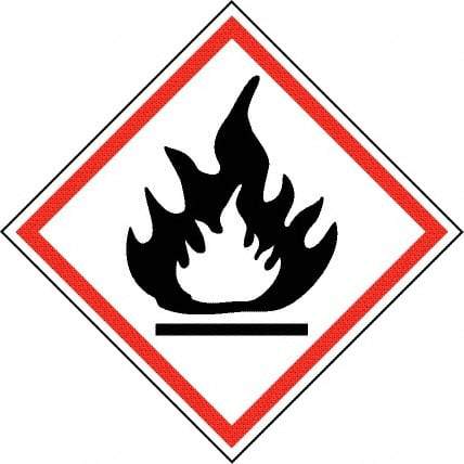 NMC - Hazardous Materials Label, Header: Flammable Warning - Legend: GHS - Graphic, English, Black & Red, 2" Long x 2" High, No Coating - Industrial Tool & Supply