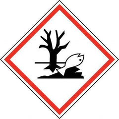 NMC - Hazardous Materials Label, Header: Dangerous for Environment Warning - Legend: GHS - Graphic, English, Black & Red, 2" Long x 2" High, No Coating - Industrial Tool & Supply