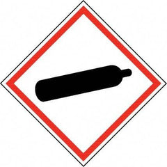 NMC - Hazardous Materials Label, Header: Compressed Gas Warning - Legend: GHS - Graphic, English, Black & Red, 2" Long x 2" High, No Coating - Industrial Tool & Supply
