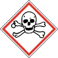 NMC - Hazardous Materials Label, Header: Toxic Warning - Legend: GHS - Graphic, English, Black & Red, 2" Long x 2" High, No Coating - Industrial Tool & Supply