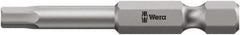 Wera - 1/8" Hex Bit - 1/4" Hex Drive, 3-1/2" OAL - Industrial Tool & Supply