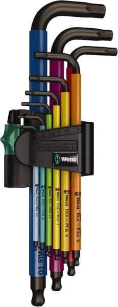 Wera - 9 Piece L-Key Hex Key Set - Hex Range 1.5 to 10mm - Industrial Tool & Supply