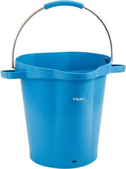 Vikan - 5 Gal, 18" High, Polypropylene Round Blue Single Pail with Pour Spout - Handle Included, 15.4mm Top Length x 18.9" Top Width x 18.9" Top Diam - Industrial Tool & Supply