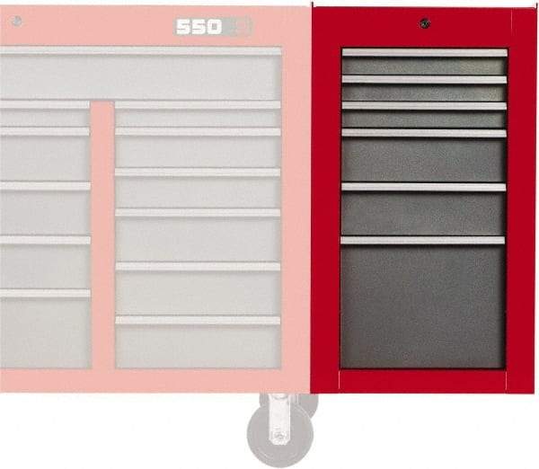 Proto - 6 Drawer Red/Gray Side Cabinet - 19" Wide x 34" High x 25" Deep, Use with 502 Series Box - Industrial Tool & Supply