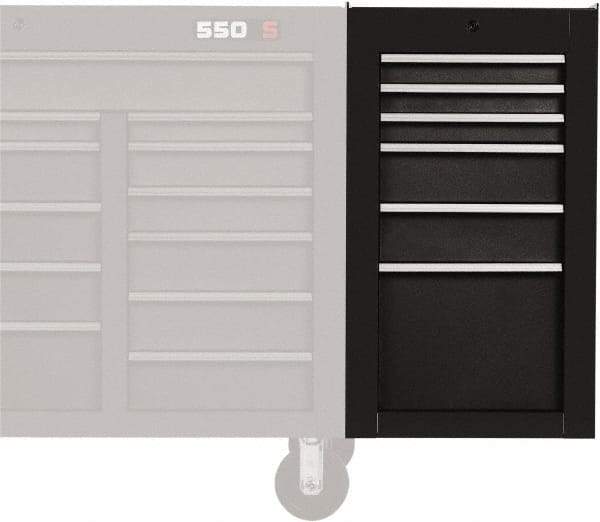 Proto - 6 Drawer Black Side Cabinet - 19" Wide x 34" High x 25" Deep, Use with 500 Series Box - Industrial Tool & Supply