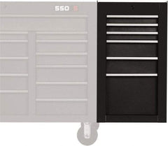 Proto - 6 Drawer Black Side Cabinet - 19" Wide x 34" High x 25" Deep, Use with 500 Series Box - Industrial Tool & Supply