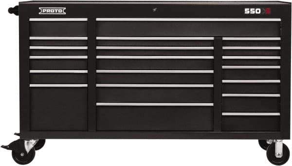 Proto - 20 Drawer Mobile Workstation - 67" Wide x 25-1/4" Deep x 41" High, Steel, Dual Black - Industrial Tool & Supply