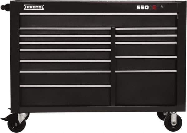 Proto - 13 Drawer Mobile Workstation - 57" Wide x 25-1/4" Deep x 43" High, Steel, Dual Black - Industrial Tool & Supply