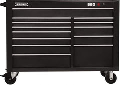Proto - 13 Drawer Mobile Workstation - 57" Wide x 25-1/4" Deep x 43" High, Steel, Dual Black - Industrial Tool & Supply