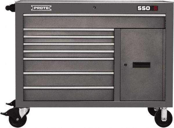 Proto - 1 Shelf, 8 Drawer, 1 Door Mobile Workstation - 50" Wide x 25-1/4" Deep x 41" High, Steel, Dual Gray - Industrial Tool & Supply